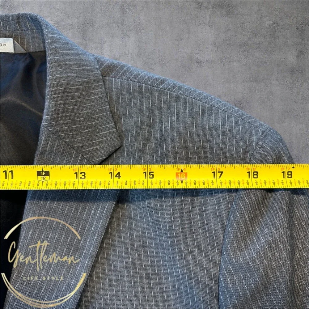MERONA Mens Blazer Sport Coat Two Button Jacket 42R Gray Striped Suit Jacket